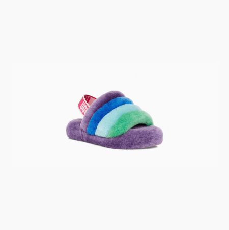 UGG Rainbow Fluff Yeah - Tøfler Barn - Lilla Multicolor (NO-S376)